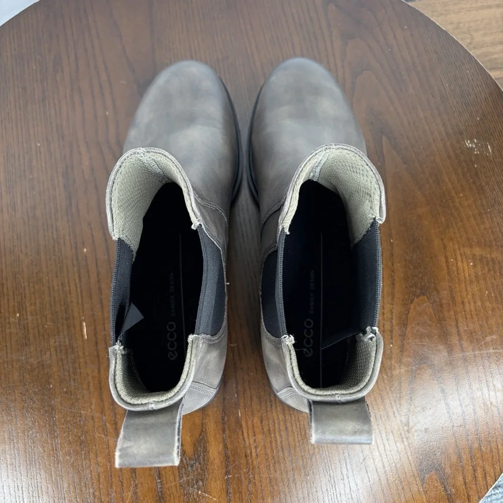 Ecco Touch 15 Boots Women's 39 / 8 Gray Leather Comfort Chelsea Ankle Booties